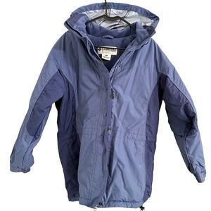 Columbia Parka Women M Blue Hooded Fleece Lined Colorblock Zip Jacket